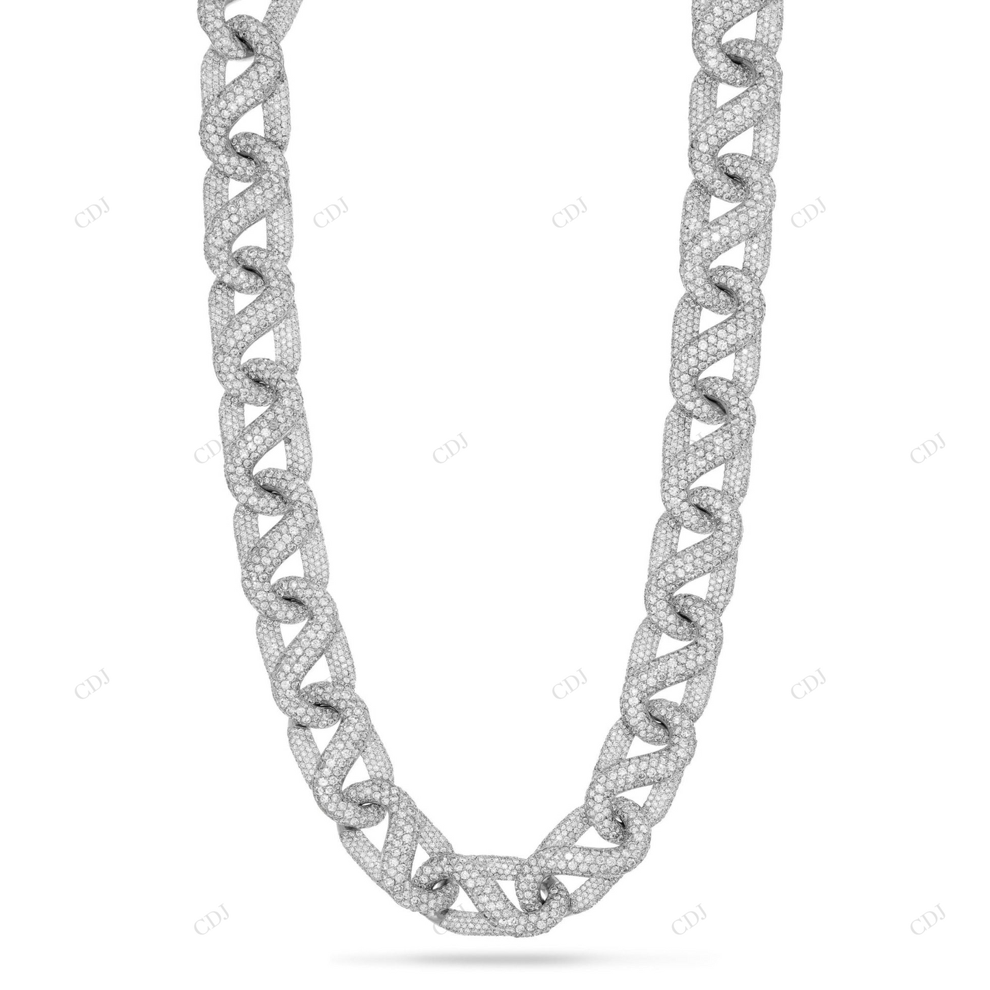 Two Tone Moissanite Yellow Gold Plated Cuban Link Chain CustomDiamJewel