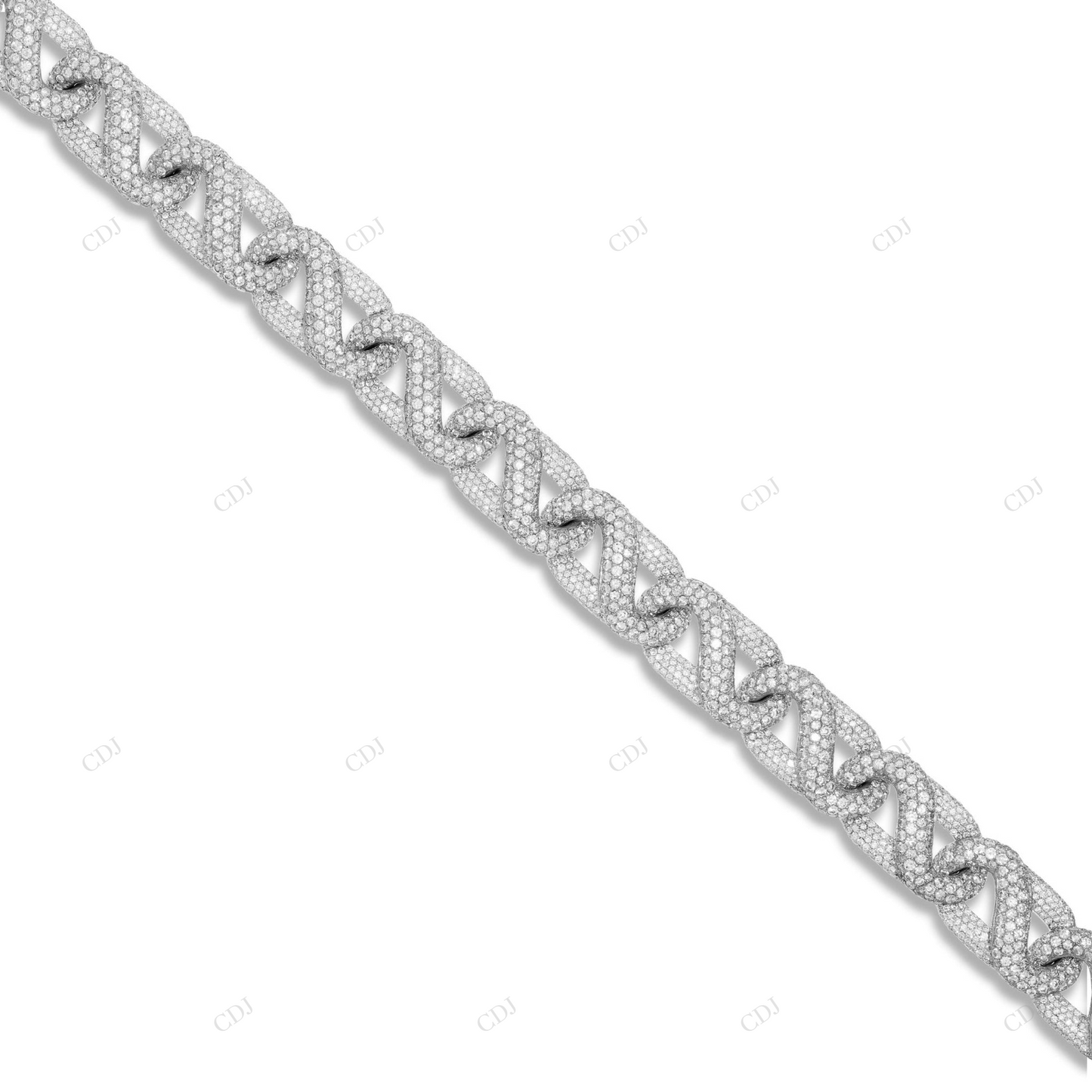 Two Tone Moissanite Yellow Gold Plated Cuban Link Chain CustomDiamJewel