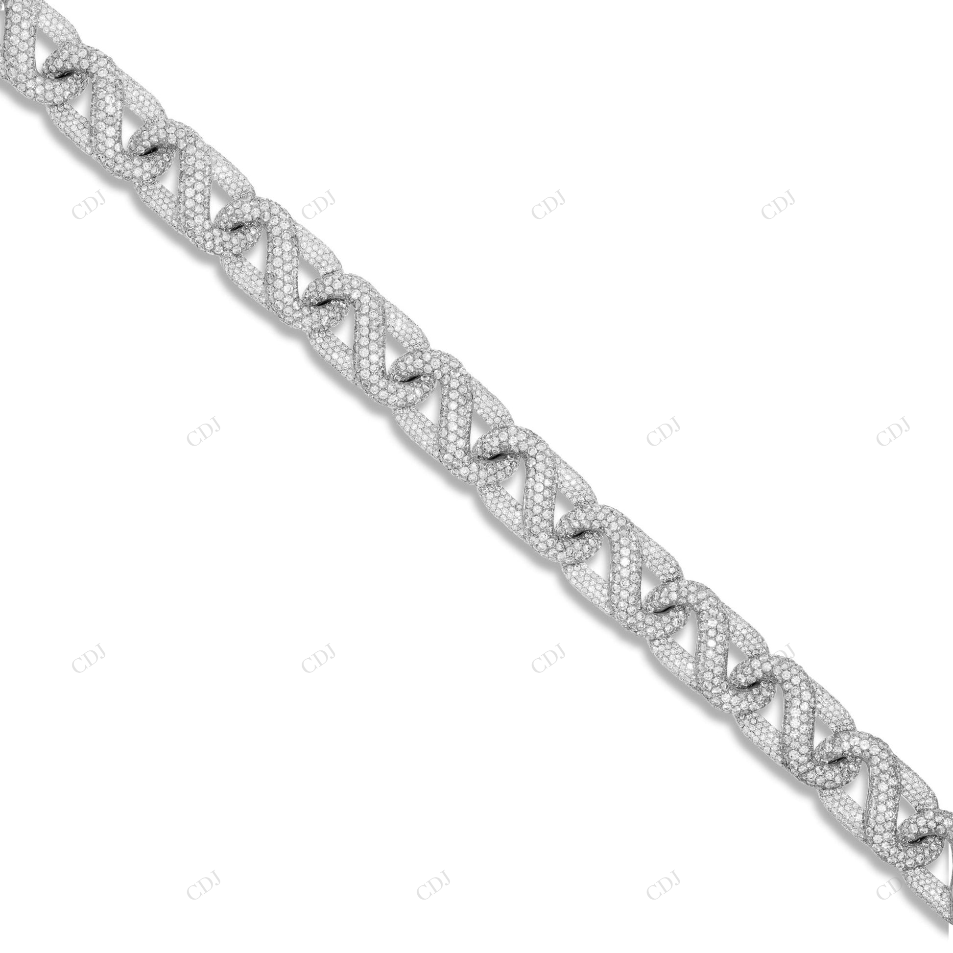 Two Tone Moissanite Yellow Gold Plated Cuban Link Chain CustomDiamJewel