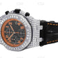 AP Chrono Iced Out Brown Strap Watch customdiamjewel