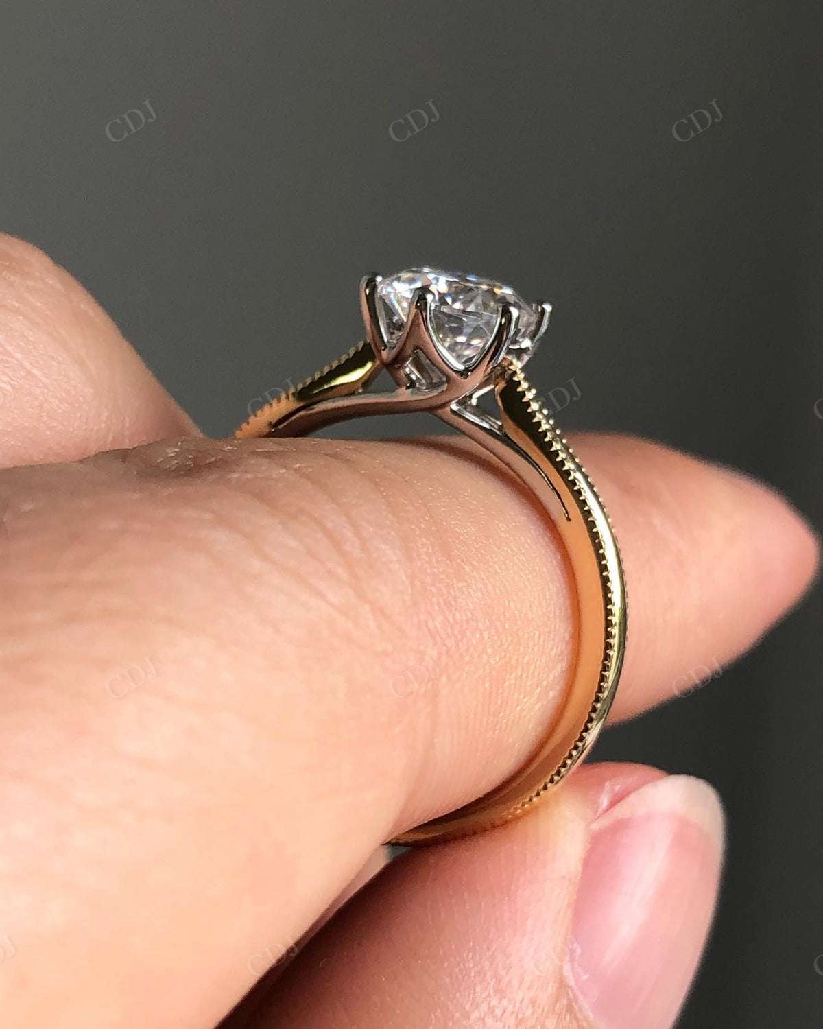 Round Cut Lab Grown Diamond Solitaire Ring customdiamjewel