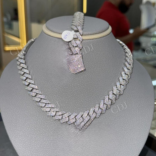 14K White Gold Diamonds Miami Cuban Link Necklace hip hop jewelry CustomDiamJewel   