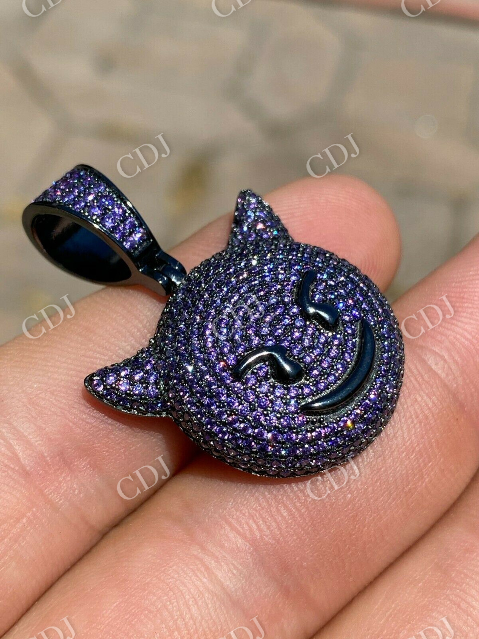 Smiling Devil Emoji Pendant  customdiamjewel   