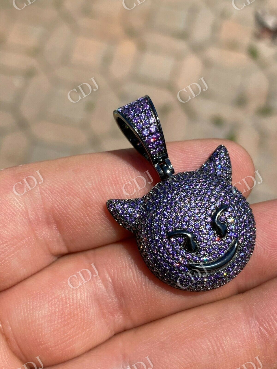 Smiling Devil Emoji Pendant  customdiamjewel   