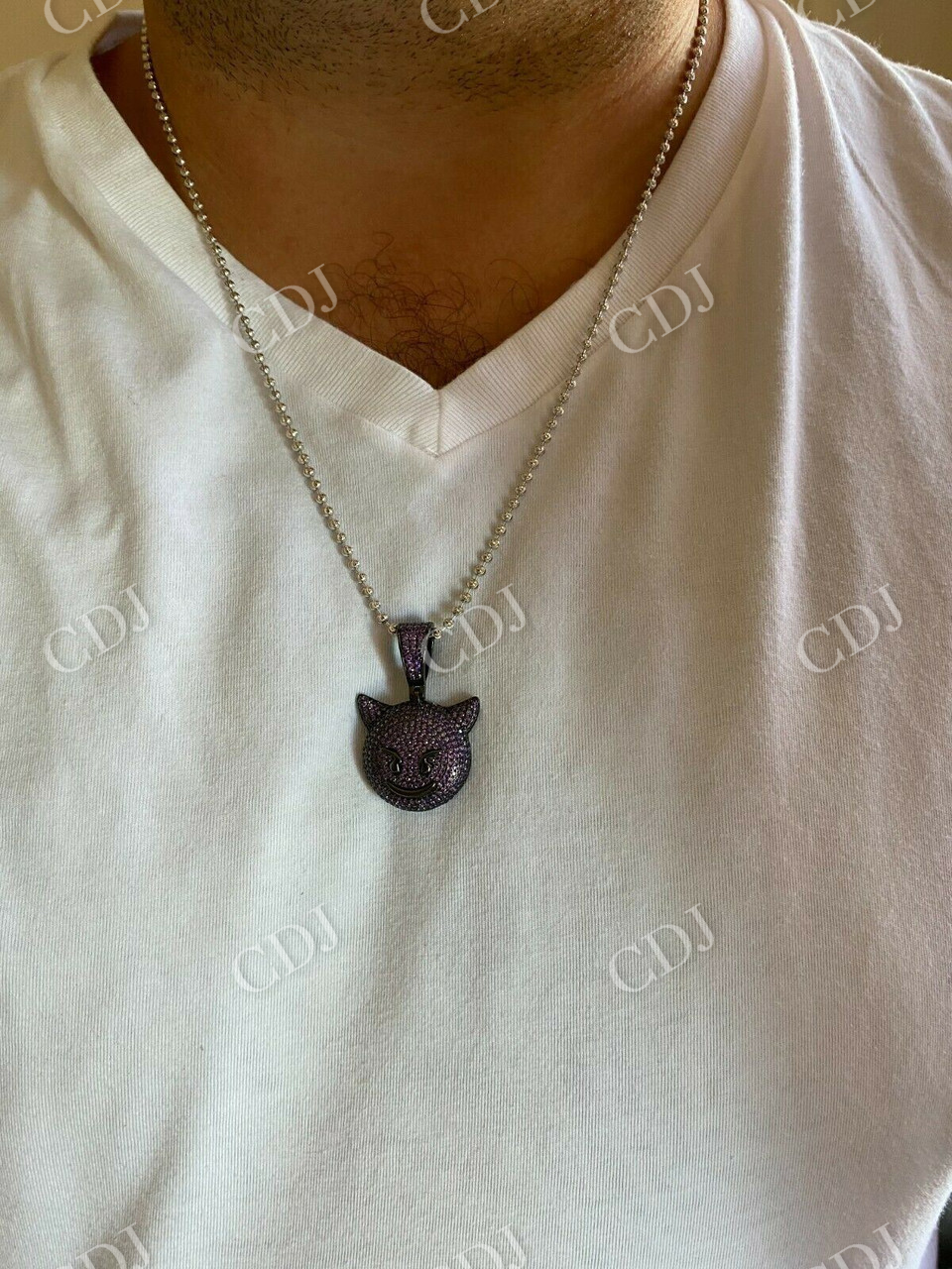 Smiling Devil Emoji Pendant  customdiamjewel   