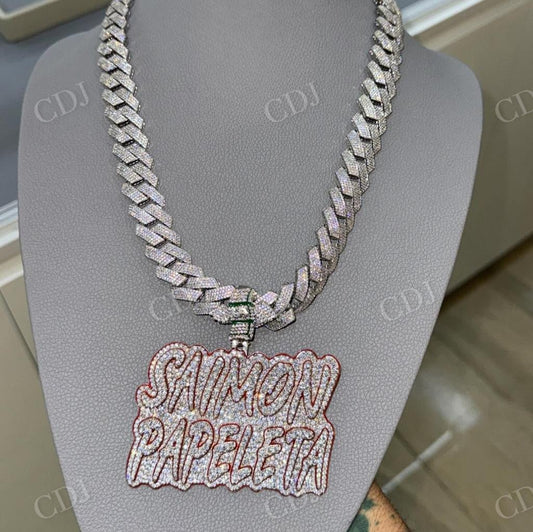 Red Enamel Moissanite Diamond Hip Hop Pendant hip hop jewelry CustomDiamJewel   