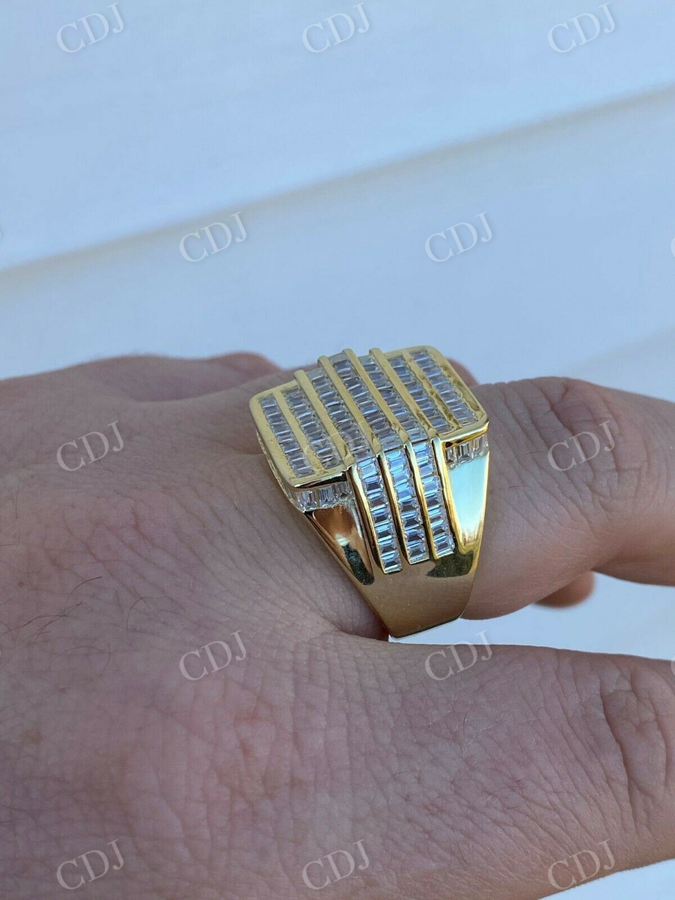 14K Gold Baguette Diamond Hip- Hop Men's Ring  customdiamjewel   