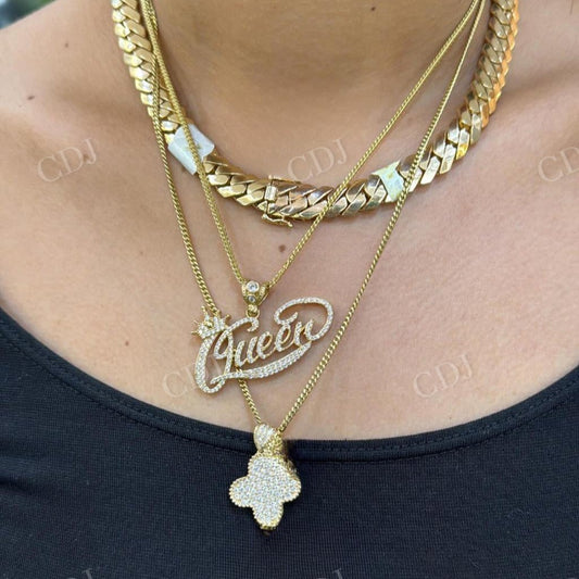 Hip Hop Style 10K Yellow Gold Clover Diamond Pendant hip hop jewelry CustomDiamJewel   