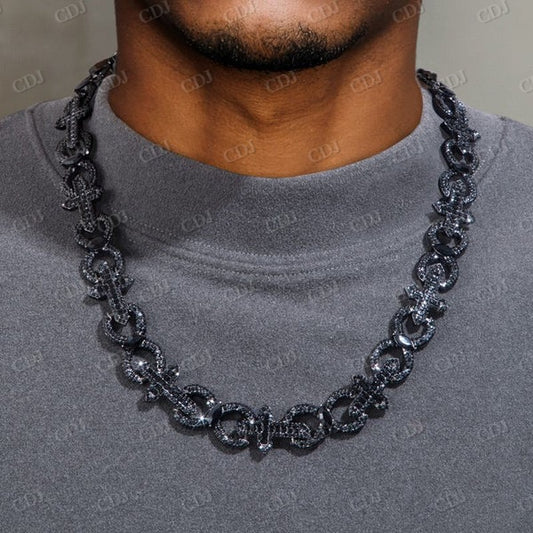 Black Diamond Iced Out Hip Hop Chain  CustomDiamJewel   
