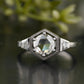 Hexagon Lab-Grown Diamond Milgrain Halo  Ring