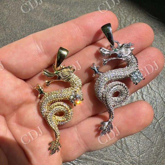 Moissanite 3D Dragon Pendant  customdiamjewel   
