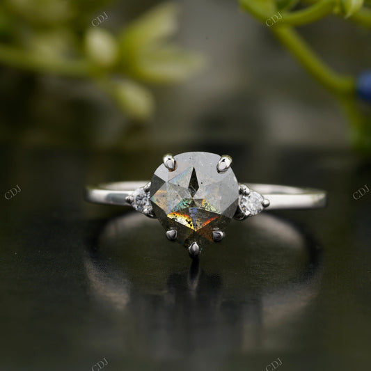 Salt & Pepper Moissanite Side Stone Ring customdiamjewel