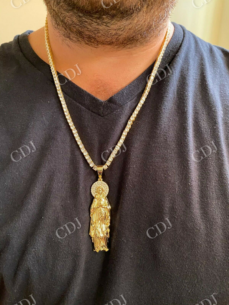 Luxury 14k Gold Virgin Mary Pendant customdiamjewel
