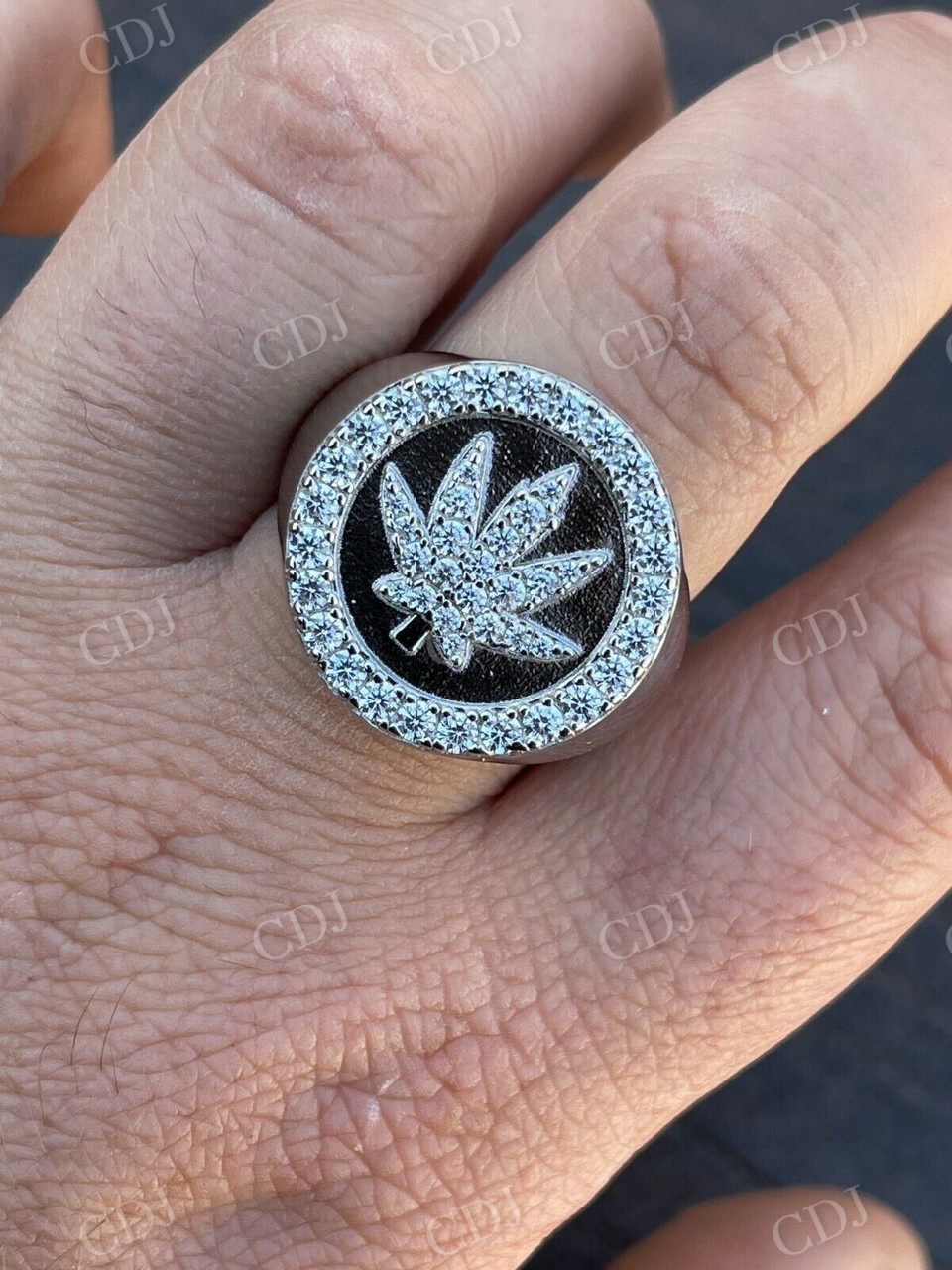 Marijuana Leaf Men's Diamond Ring  customdiamjewel   