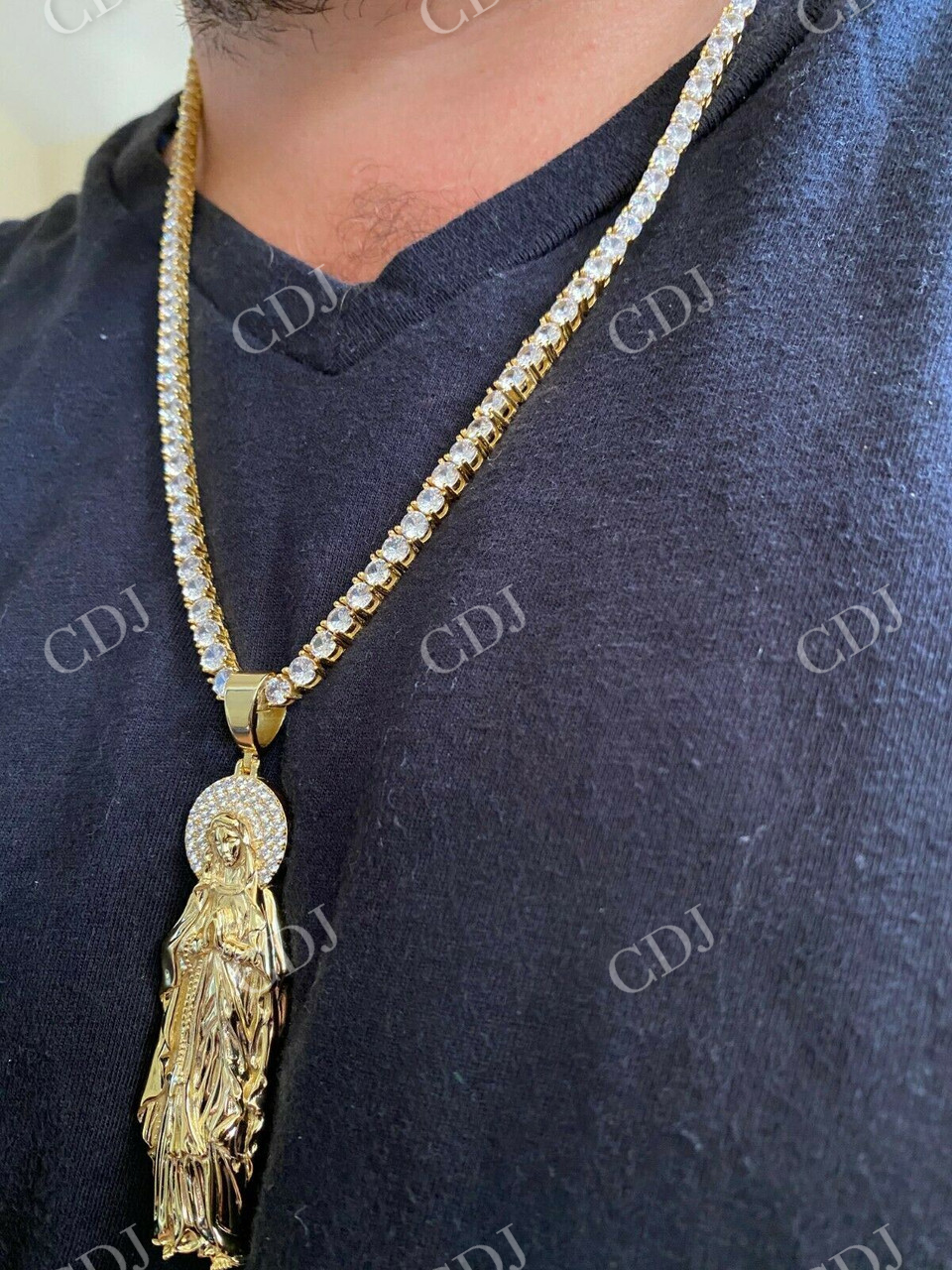 Luxury 14k Gold Virgin Mary Pendant customdiamjewel