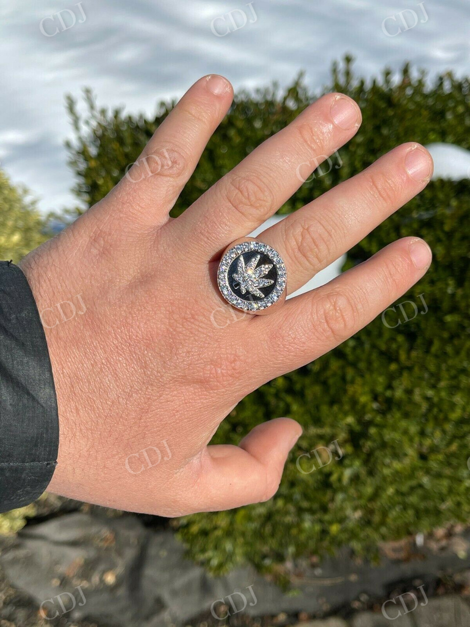 Marijuana Leaf Men's Diamond Ring  customdiamjewel   