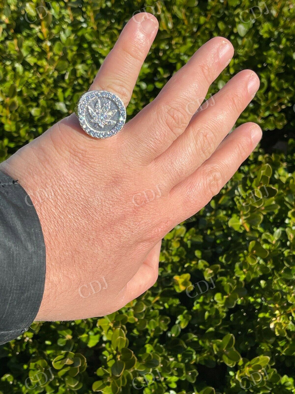 Marijuana Leaf Men's Diamond Ring  customdiamjewel   