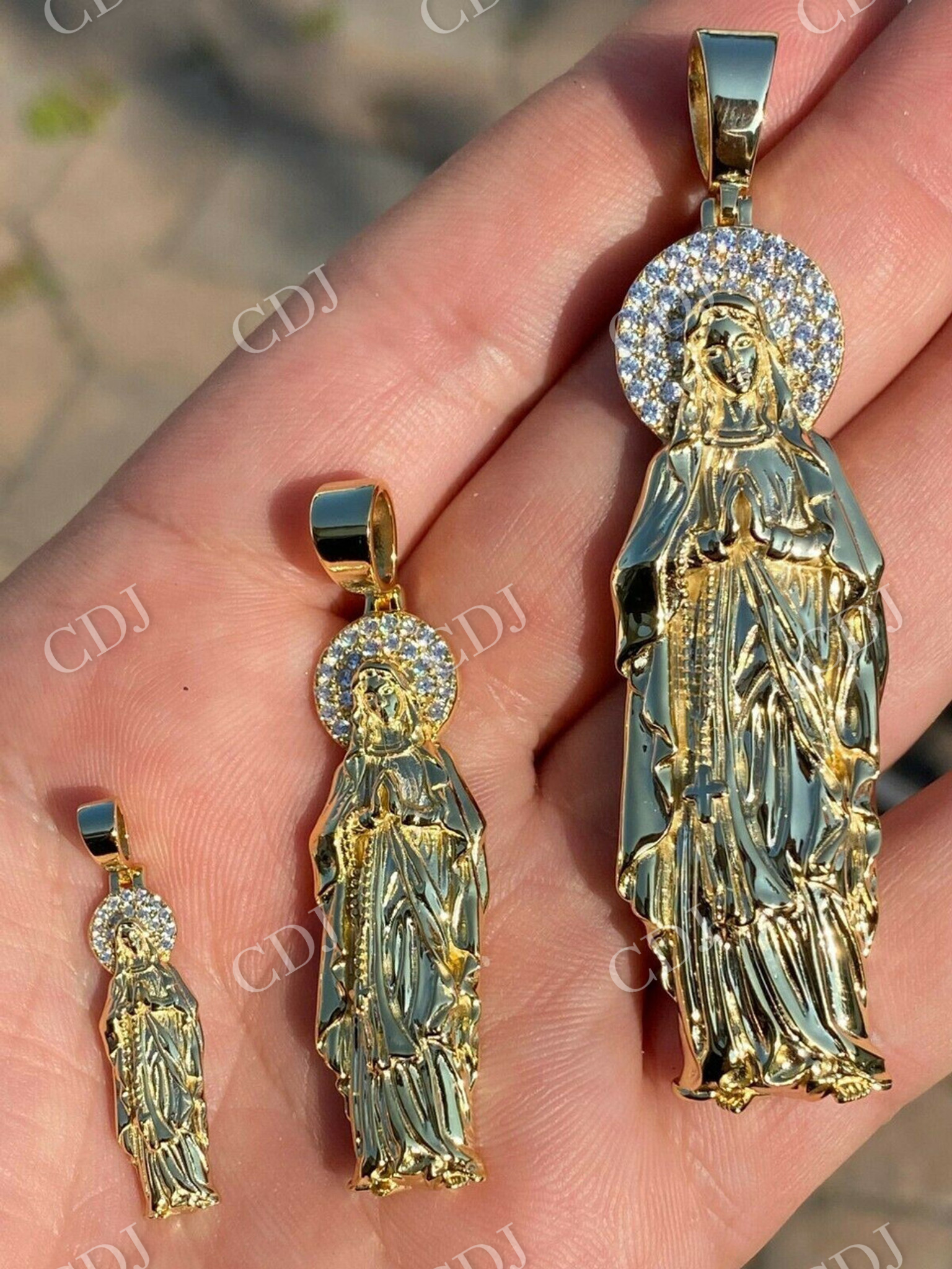 Luxury 14k Gold Virgin Mary Pendant customdiamjewel