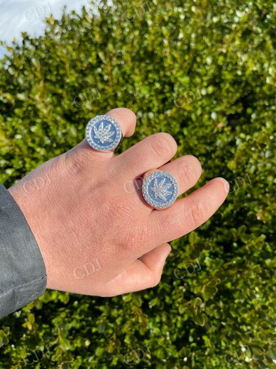 Marijuana Leaf Men's Diamond Ring  customdiamjewel   