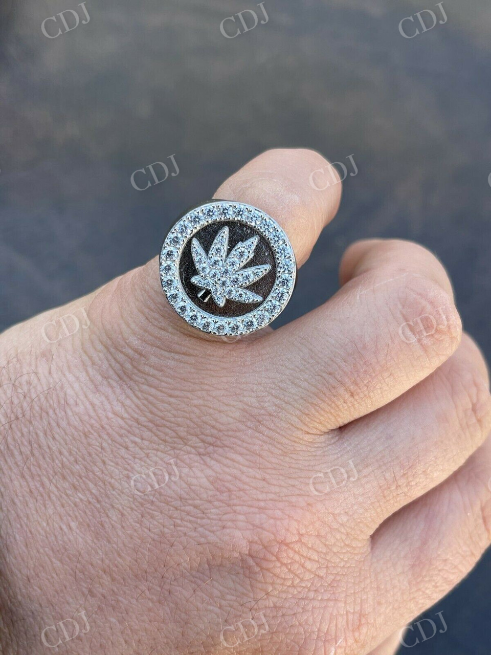 Marijuana Leaf Men's Diamond Ring  customdiamjewel   