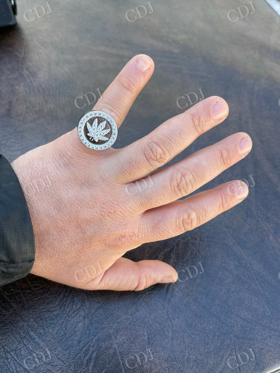 Marijuana Leaf Men's Diamond Ring  customdiamjewel   