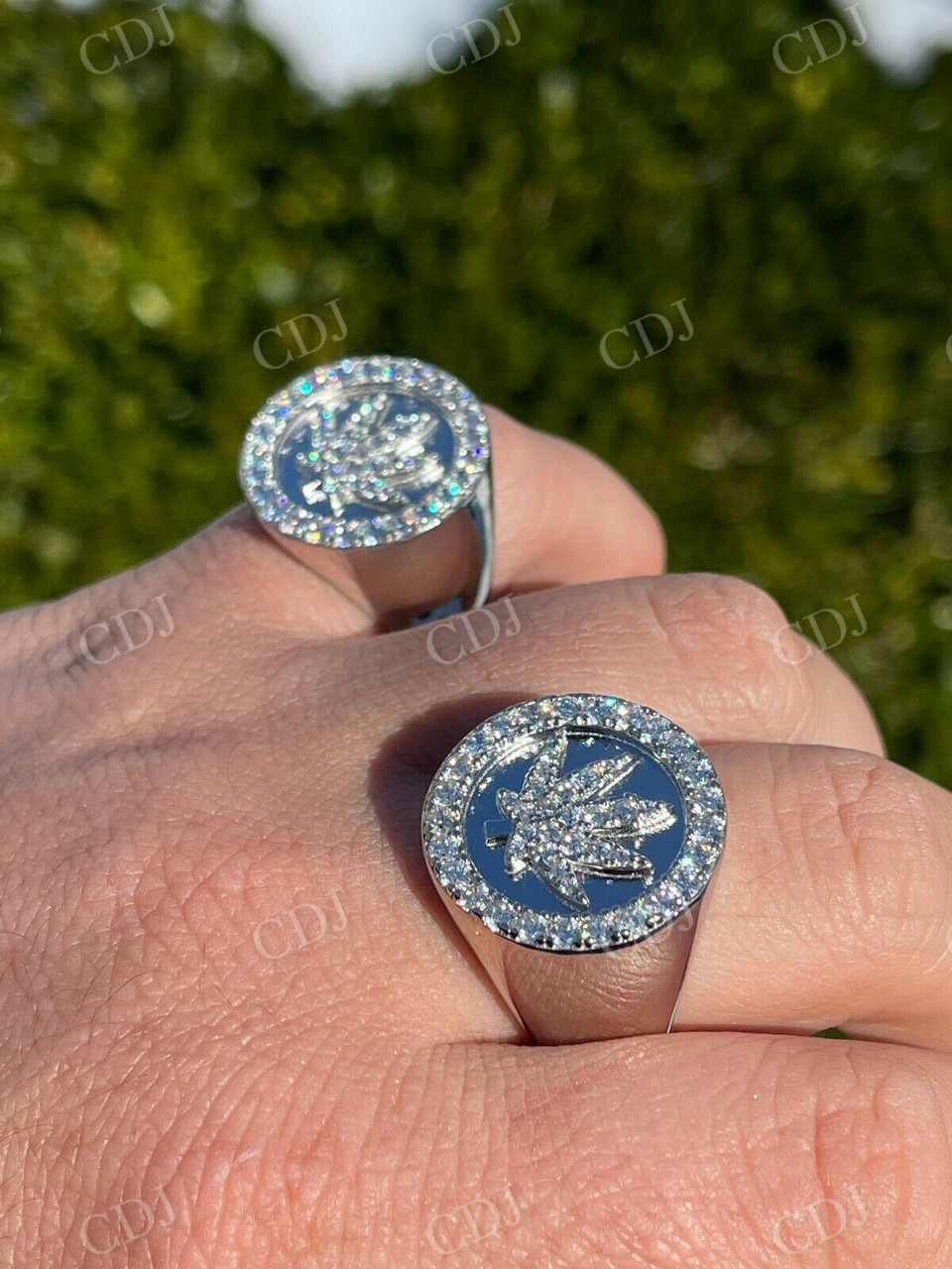 Marijuana Leaf Men's Diamond Ring  customdiamjewel   