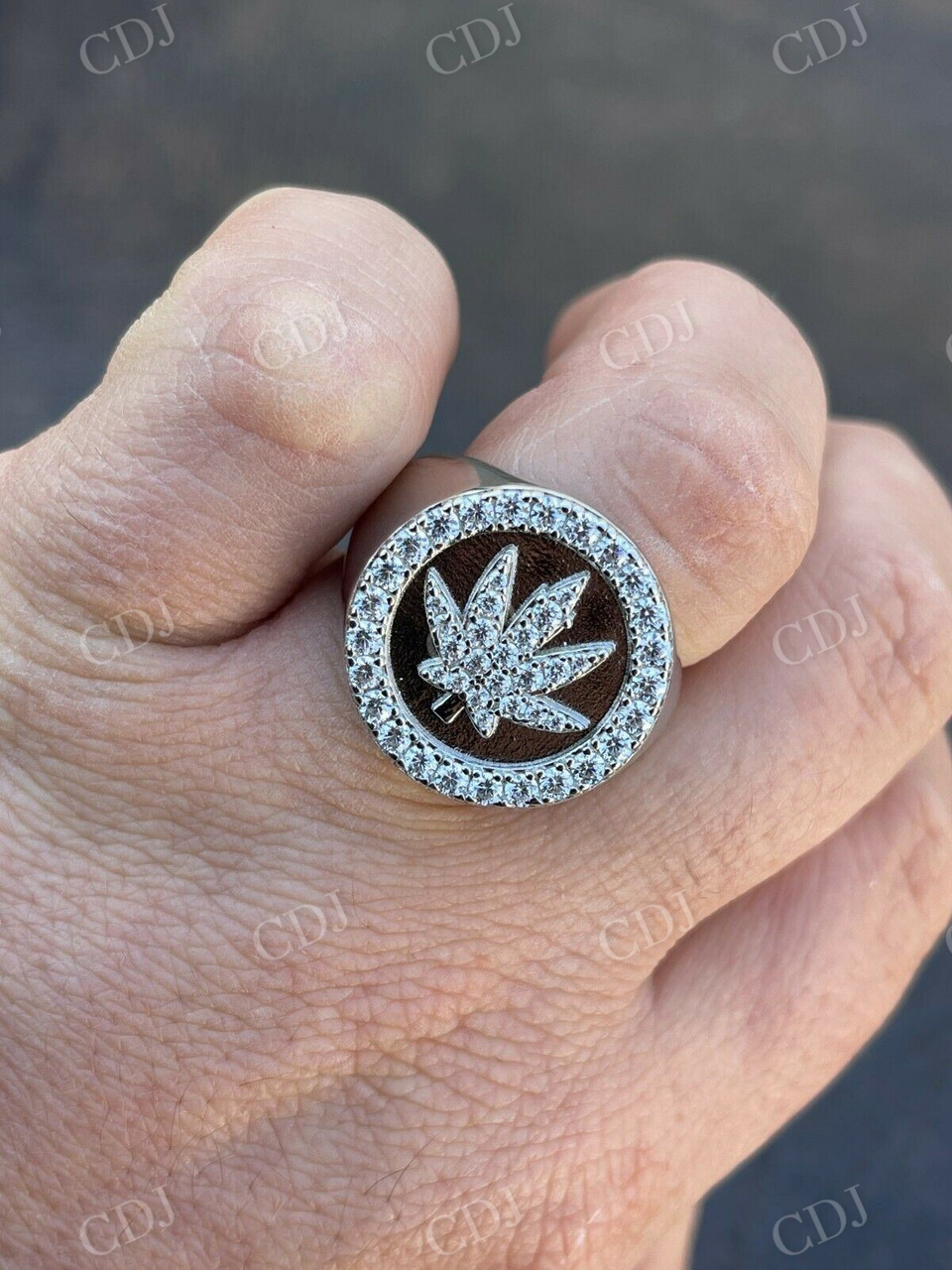 Marijuana Leaf Men's Diamond Ring  customdiamjewel   