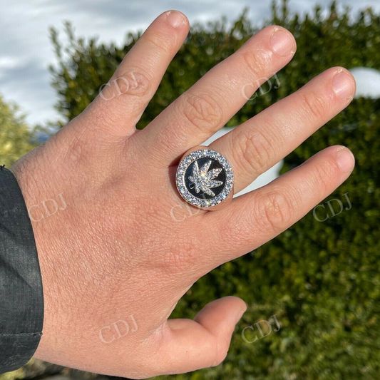 Marijuana Leaf Men's Diamond Ring  customdiamjewel   