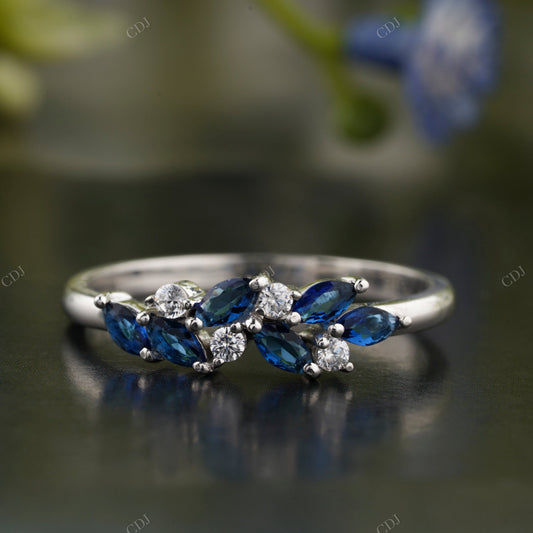 Blue Marquise Moissanite Diamond Band customdiamjewel