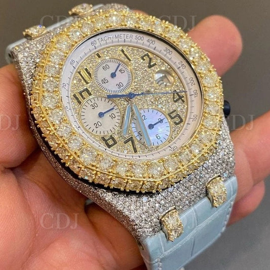 Moissanite Diamond Sky Blue Silicone Strap Watch customdiamjewel