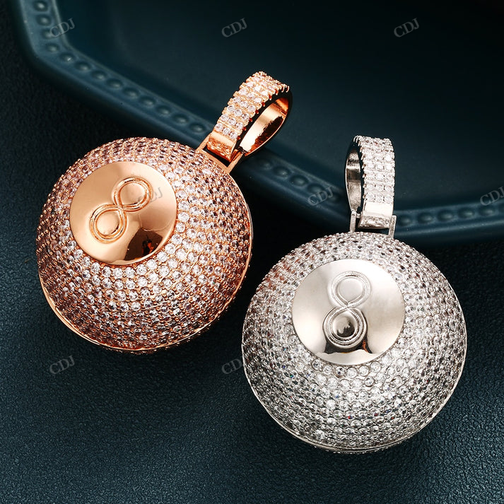 Iced Out 8 Number Hip Hop Moissanite Diamond Ball Pendant hip hop jewelry CustomDiamJewel