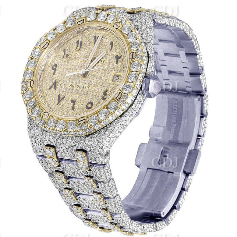 Royal Oak Yellow Gold Plated Diamond Fuliy Iced Out Seller Custom Made Diamond Watch customdiamjewel