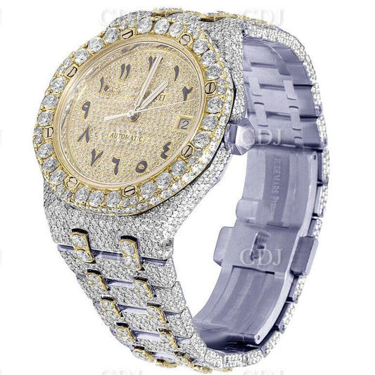 Royal Oak Yellow Gold Plated Diamond Fuliy Iced Out Seller Custom Made Diamond Watch customdiamjewel