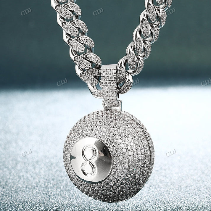 Iced Out 8 Number Hip Hop Moissanite Diamond Ball Pendant hip hop jewelry CustomDiamJewel