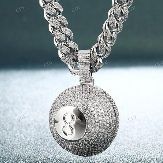 Iced Out 8 Number Hip Hop Moissanite Diamond Ball Pendant hip hop jewelry CustomDiamJewel
