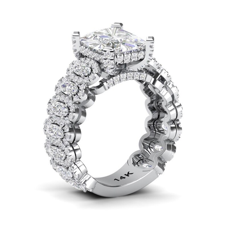 Elongated Cushion Cut 3/4 Eternity Engagement Ring  customdiamjewel   