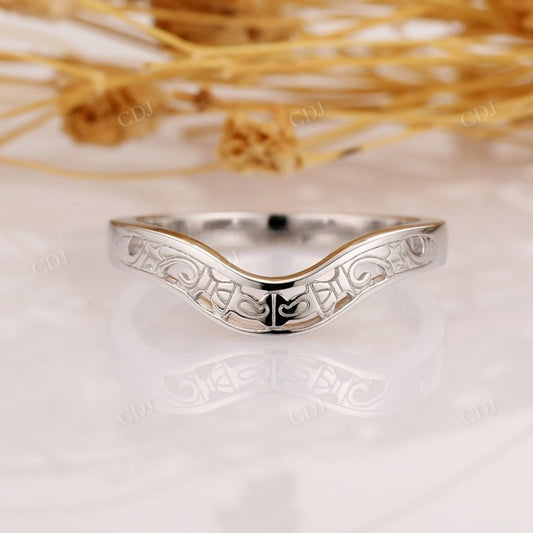 2mm Vintage Style White Gold Matching Wedding Band Wedding Band customdiamjewel   
