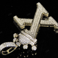 1.5" 0.40 CTW Initial 10K Gold Letter 'X' Crown Real Diamond Pendant CustomDiamJewel