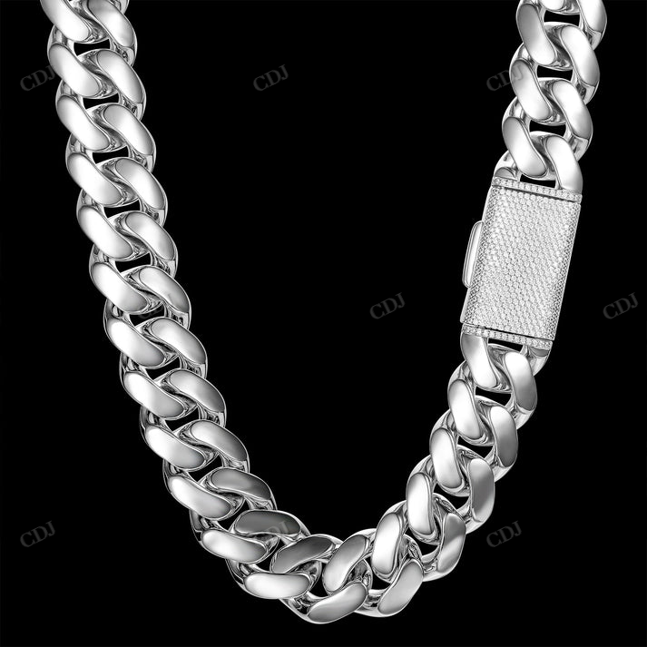 20MM Solid 14K Gold Bold Cuban Link Iced Claps Chain hip hop jewelry CustomDiamJewel