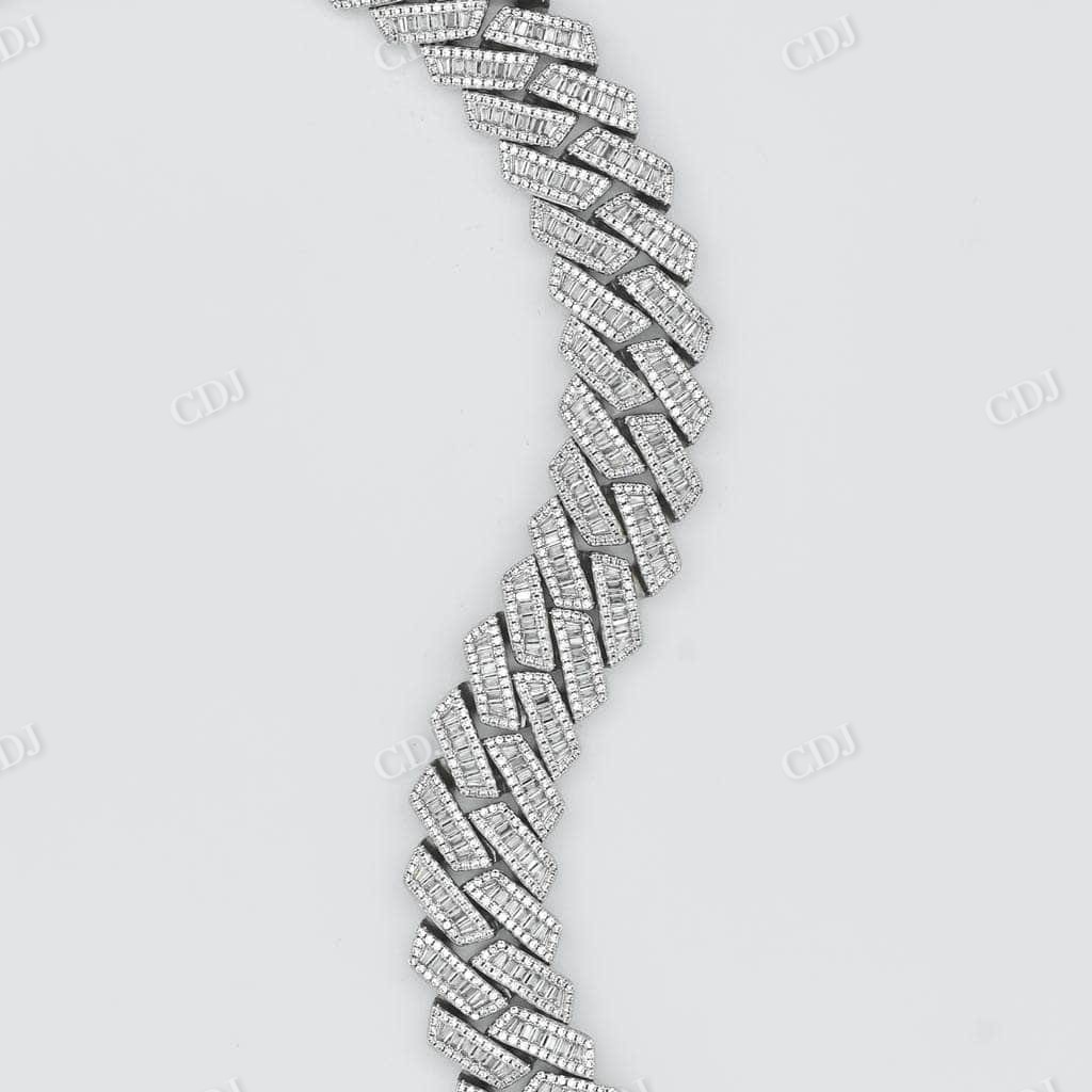 Baguette Diamond Hip Hop Men 19MM Cuban link Chain  customdiamjewel   