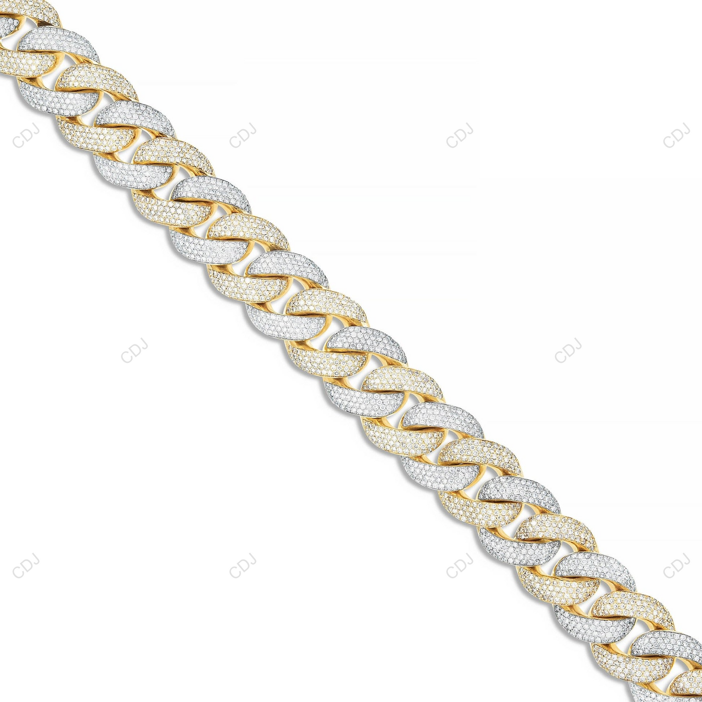 18KT Yellow Gold Plated Moissanite Cuban Chain CustomDiamJewel