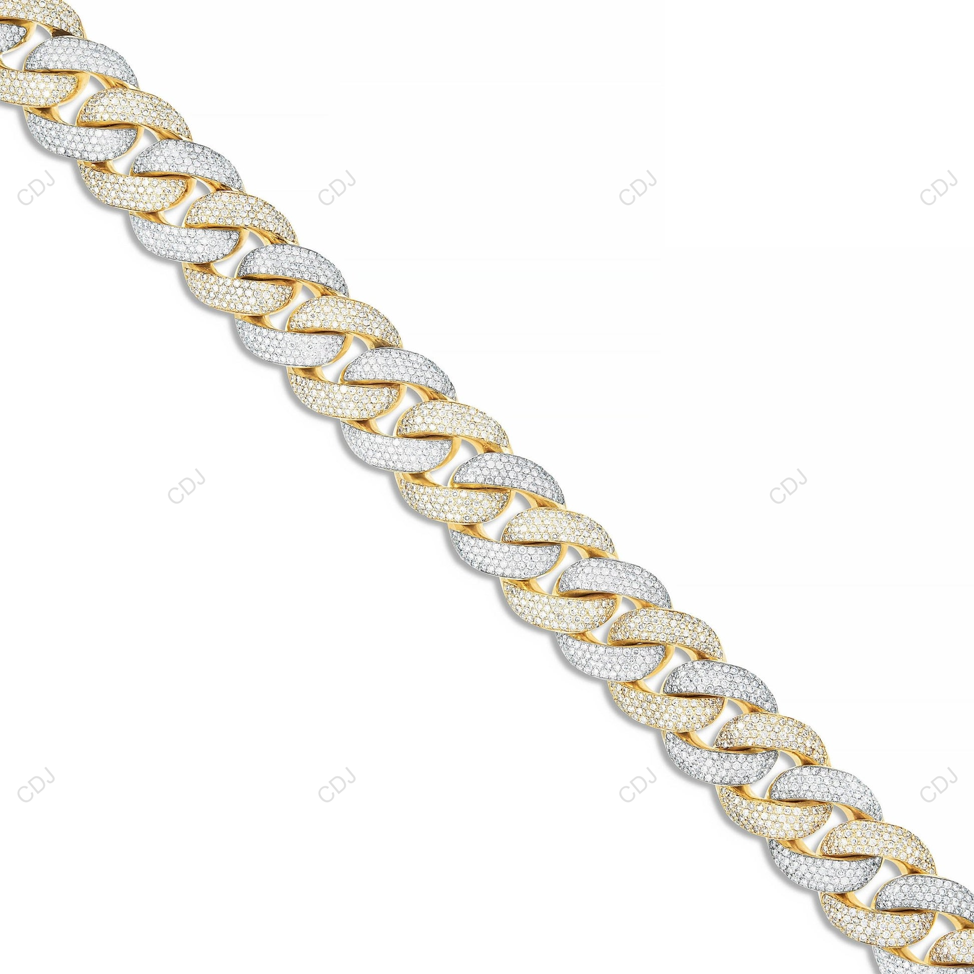 18KT Yellow Gold Plated Moissanite Cuban Chain CustomDiamJewel