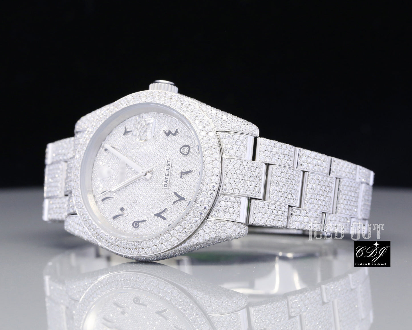 Genuine Diamond Studded Fully Iced Out Luxury Watch 18K Real Gold Plated Custom Made Watch Dials For Men