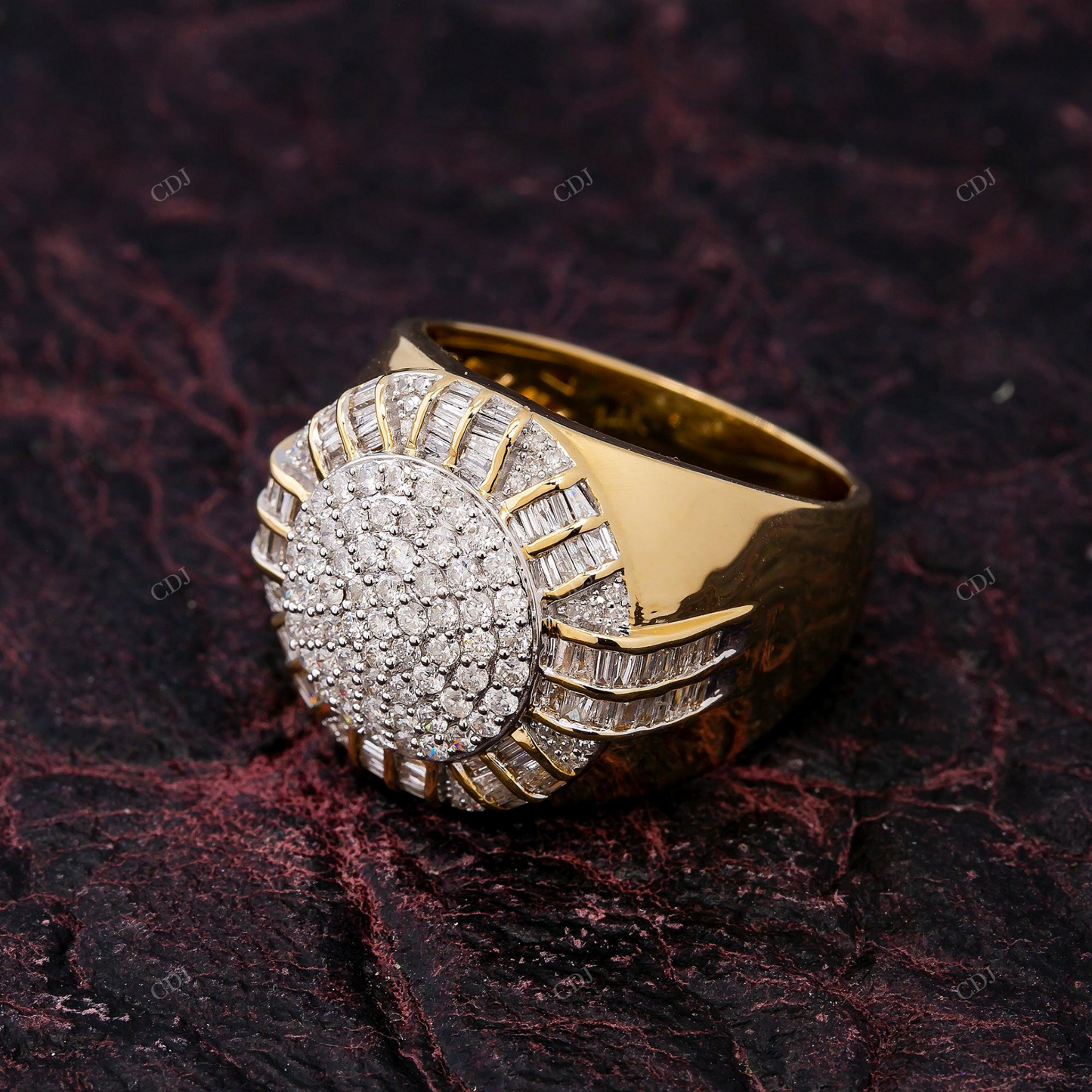 Round Cluster Baguette Halo 925 Silver Ring hip hop jewelry customdiamjewel