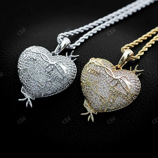 Bling Gold Plated Locked Heart Pendant For Men And Women hip hop jewelry CustomDiamJewel