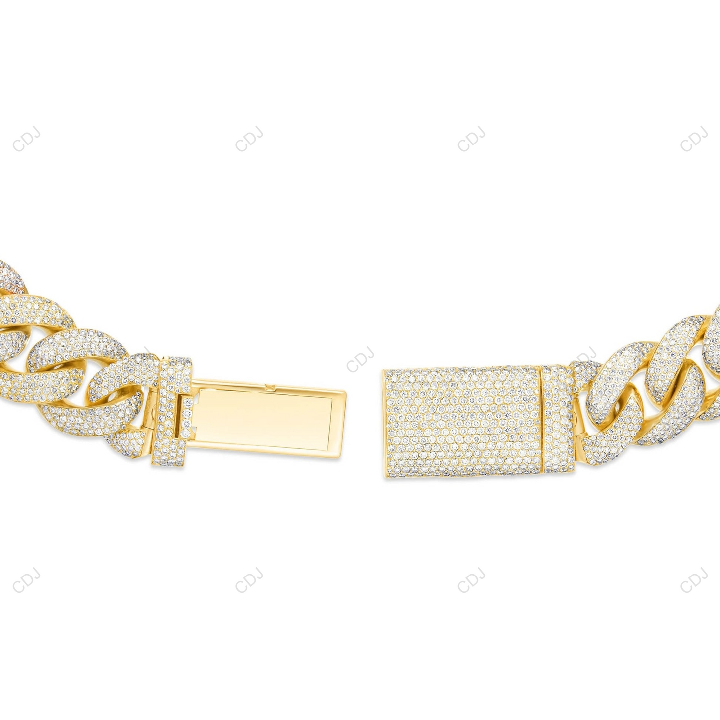 18KT Yellow Gold Plated Moissanite Cuban Chain CustomDiamJewel