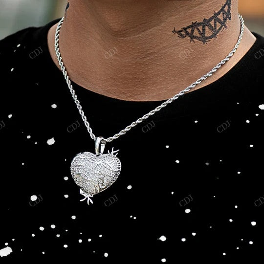 Bling Gold Plated Locked Heart Pendant For Men And Women hip hop jewelry CustomDiamJewel
