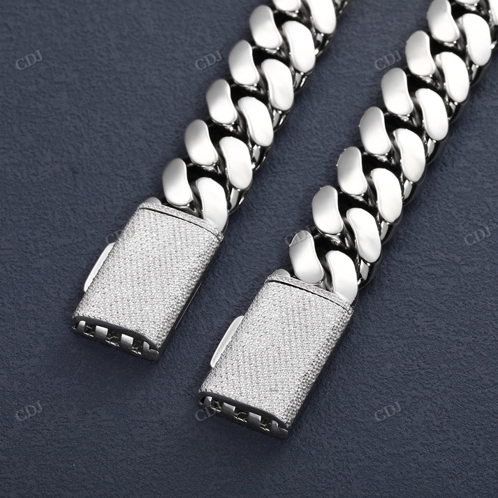 20MM Solid 14K Gold Bold Cuban Link Iced Claps Chain hip hop jewelry CustomDiamJewel