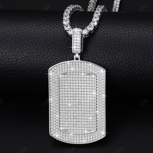 Cluster Lab Grown Diamond 14K Dog Tag Pendant hip hop jewelry CustomDiamJewel