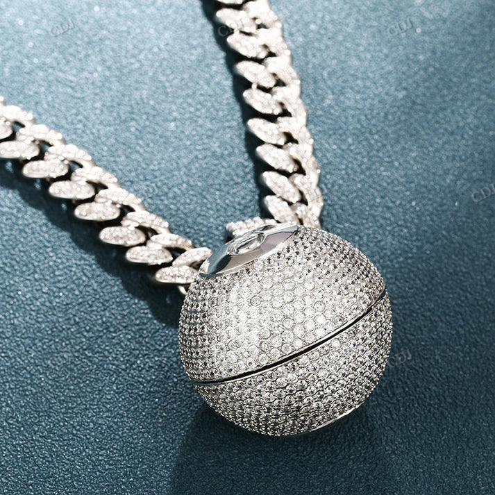 Iced Out 8 Number Hip Hop Moissanite Diamond Ball Pendant hip hop jewelry CustomDiamJewel